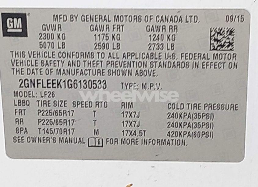 Photo 9 of 2016 Chevrolet Equinox LS (VIN 2GNFLEEK1G6130533)
