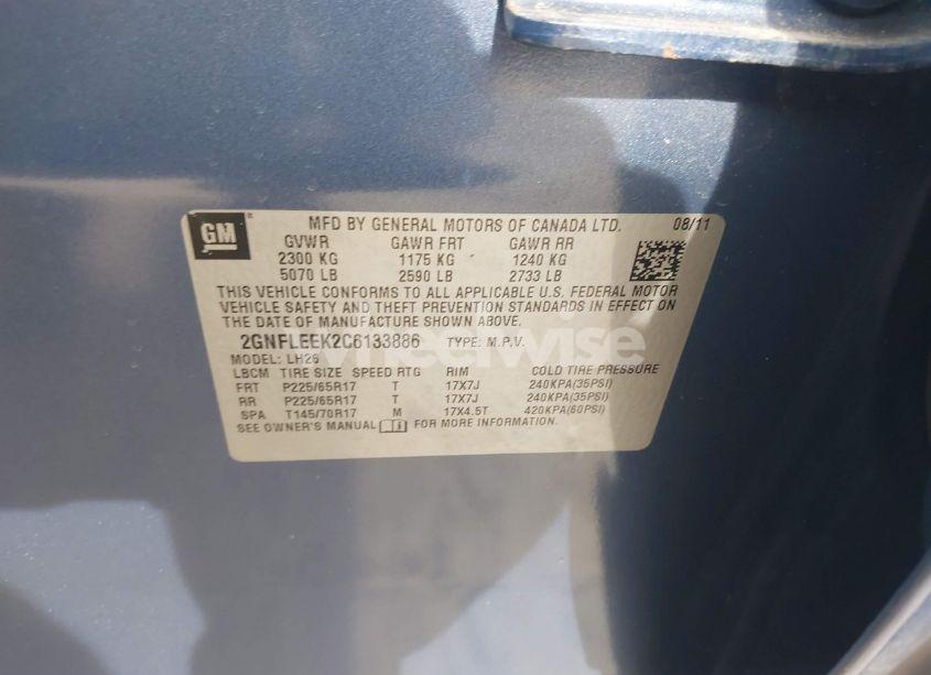 Photo 9 of 2012 Chevrolet Equinox 1LT (VIN 2GNFLEEK2C6133886)