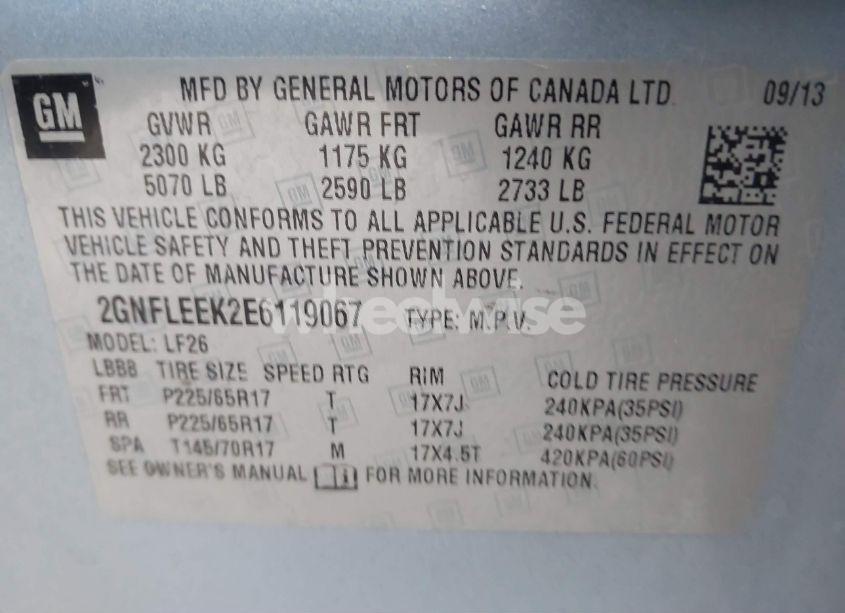 Photo 9 of 2014 Chevrolet Equinox LS (VIN 2GNFLEEK2E6119067)