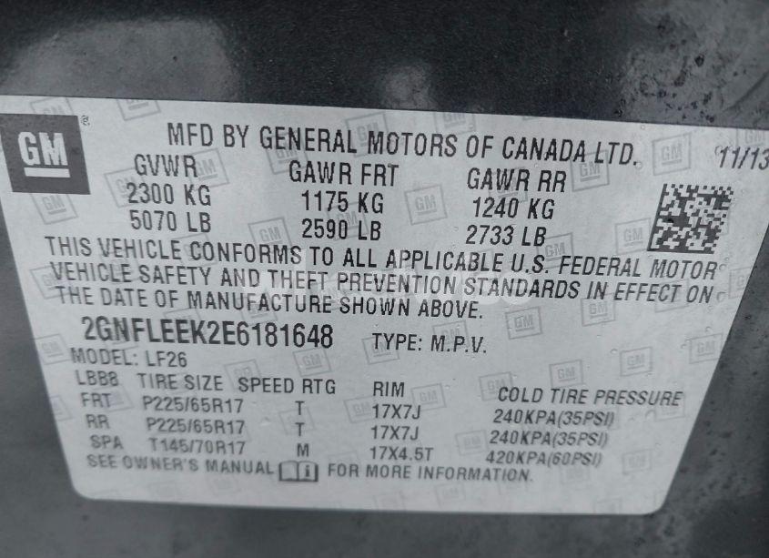 Photo 9 of 2014 Chevrolet Equinox LS (VIN 2GNFLEEK2E6181648)