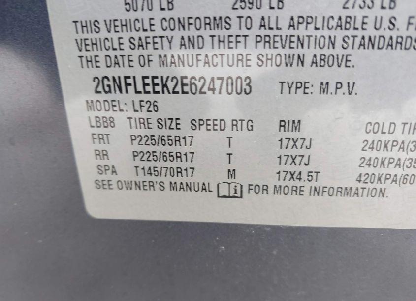 Photo 9 of 2014 Chevrolet Equinox LS (VIN 2GNFLEEK2E6247003)