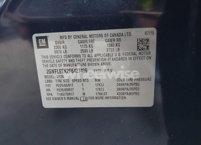 Photo 9 of 2015 Chevrolet Equinox LS (VIN 2GNFLEEK2F6427499)