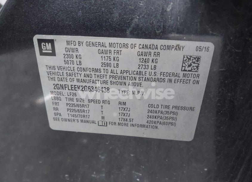 Photo 9 of 2016 Chevrolet Equinox LS (VIN 2GNFLEEK2G6346438)