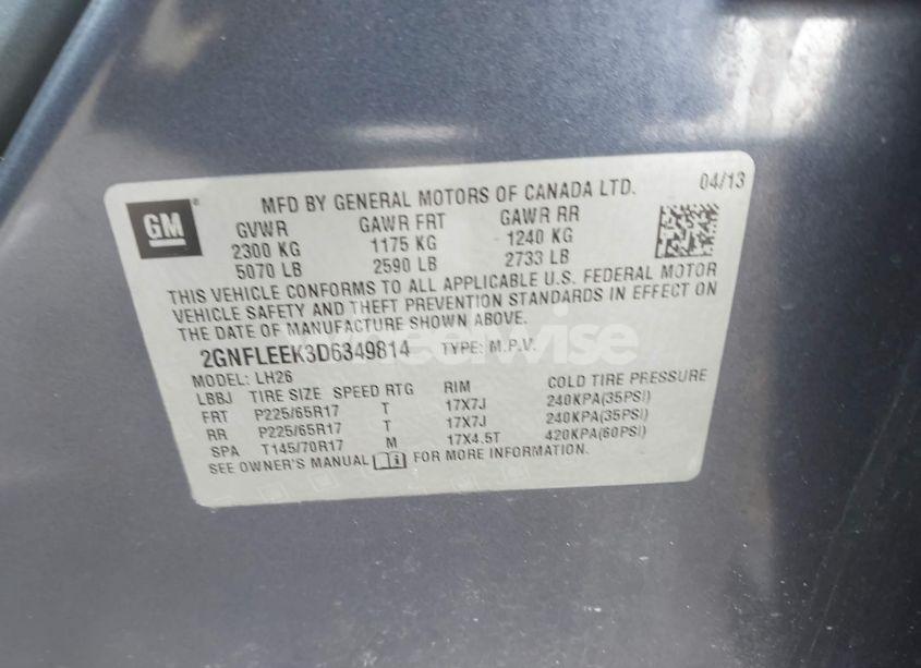 Photo 9 of 2013 Chevrolet Equinox 1LT (VIN 2GNFLEEK3D6349814)