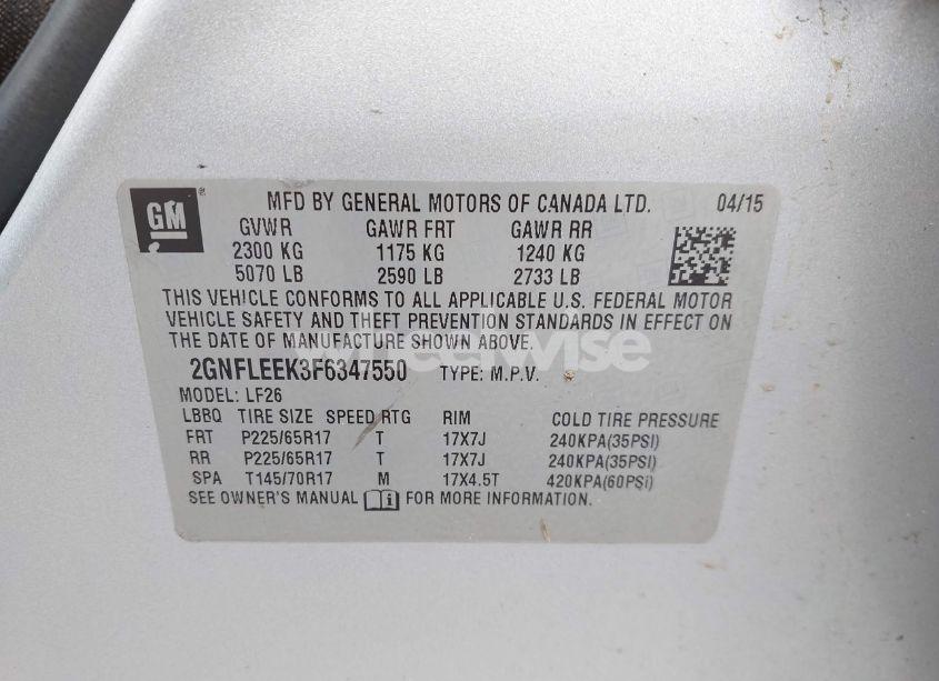 Photo 9 of 2015 Chevrolet Equinox LS (VIN 2GNFLEEK3F6347550)