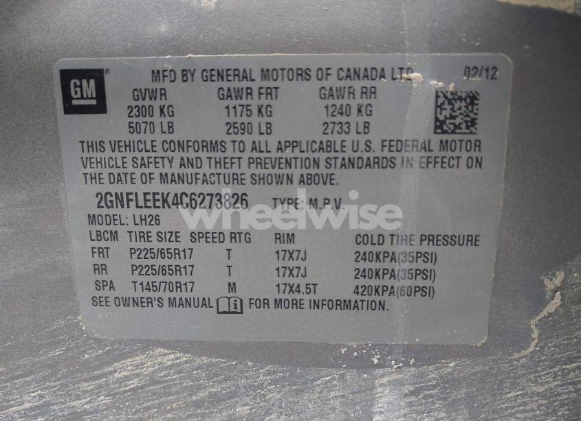 Photo 9 of 2012 Chevrolet Equinox 1LT (VIN 2GNFLEEK4C6273826)