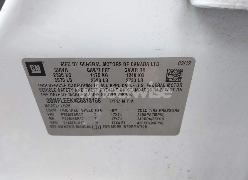 Photo 9 of 2012 Chevrolet Equinox 1LT (VIN 2GNFLEEK4C6313158)