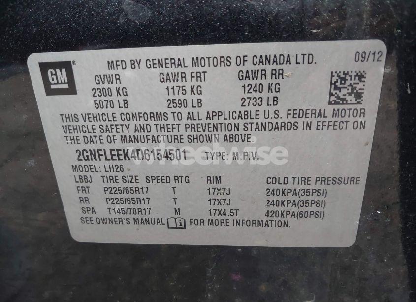 Photo 9 of 2013 Chevrolet Equinox 1LT (VIN 2GNFLEEK4D6154501)