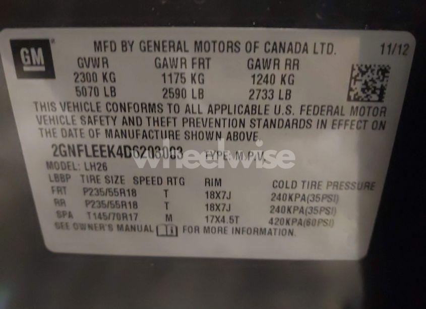 Photo 9 of 2013 Chevrolet Equinox 1LT (VIN 2GNFLEEK4D6203003)