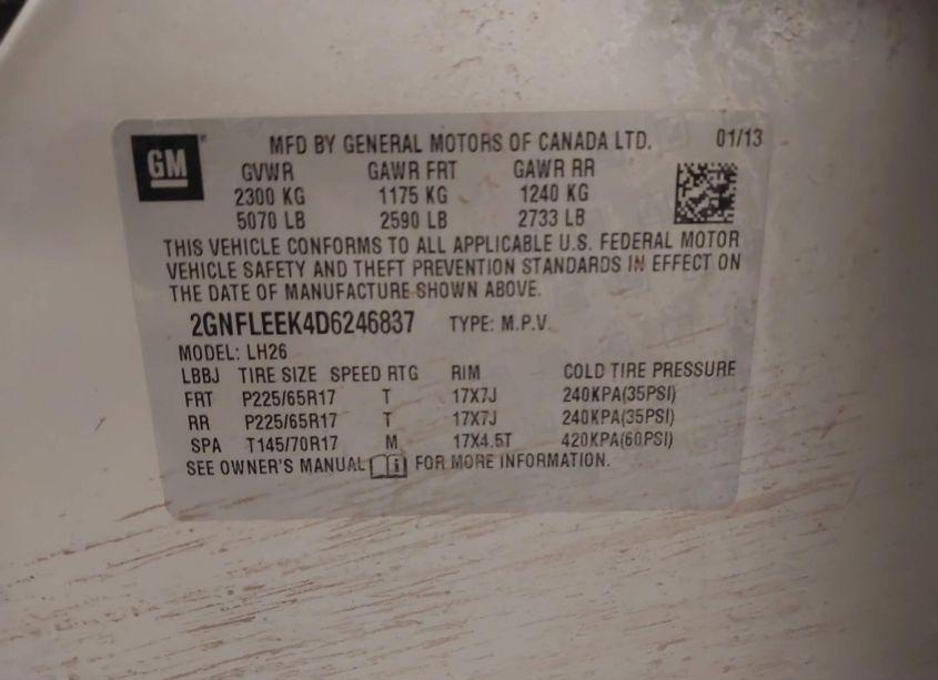 Photo 9 of 2013 Chevrolet Equinox 1LT (VIN 2GNFLEEK4D6246837)