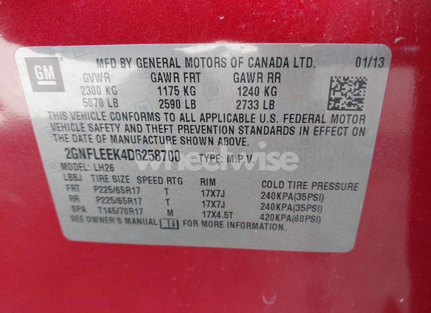 Photo 9 of 2013 Chevrolet Equinox 1LT (VIN 2GNFLEEK4D6258700)