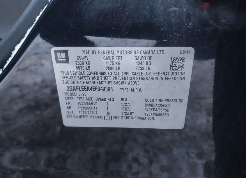 Photo 9 of 2014 Chevrolet Equinox LS (VIN 2GNFLEEK4E6349094)