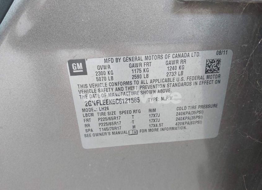 Photo 9 of 2012 Chevrolet Equinox 1LT (VIN 2GNFLEEK5C6121585)