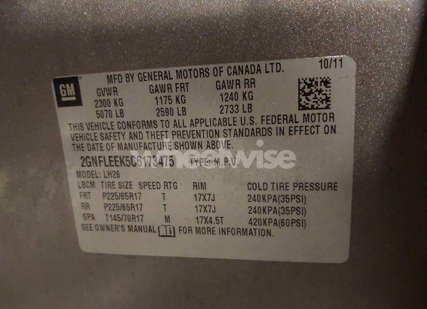 Photo 9 of 2012 Chevrolet Equinox 1LT (VIN 2GNFLEEK5C6173475)