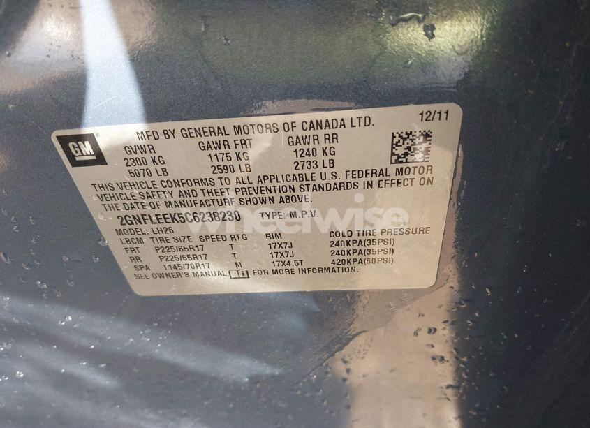 Photo 9 of 2012 Chevrolet Equinox 1LT (VIN 2GNFLEEK5C6238230)