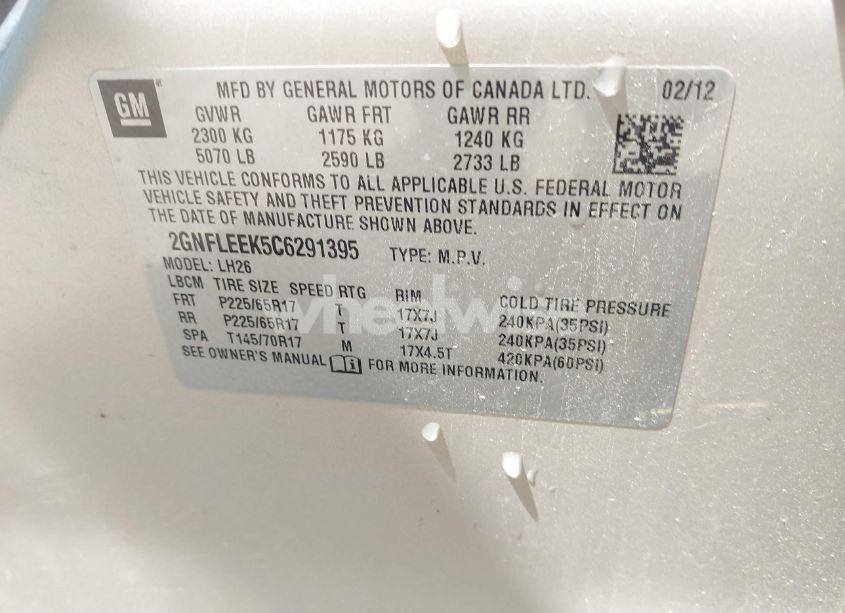 Photo 9 of 2012 Chevrolet Equinox 1LT (VIN 2GNFLEEK5C6291395)