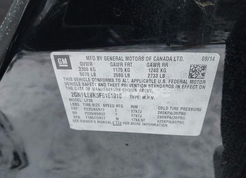 Photo 9 of 2015 Chevrolet Equinox LS (VIN 2GNFLEEK5F6161010)