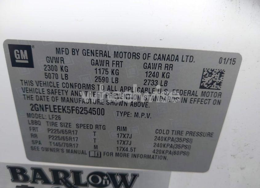 Photo 9 of 2015 Chevrolet Equinox LS (VIN 2GNFLEEK5F6254500)