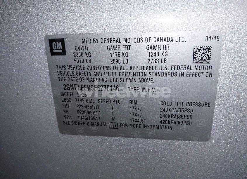 Photo 9 of 2015 Chevrolet Equinox LS (VIN 2GNFLEEK5F6270146)