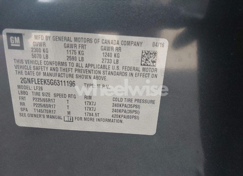 Photo 9 of 2016 Chevrolet Equinox LS (VIN 2GNFLEEK5G6311196)