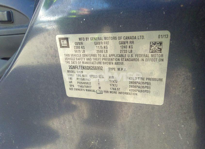 Photo 9 of 2013 Chevrolet Equinox 1LT (VIN 2GNFLEEK6D6266992)