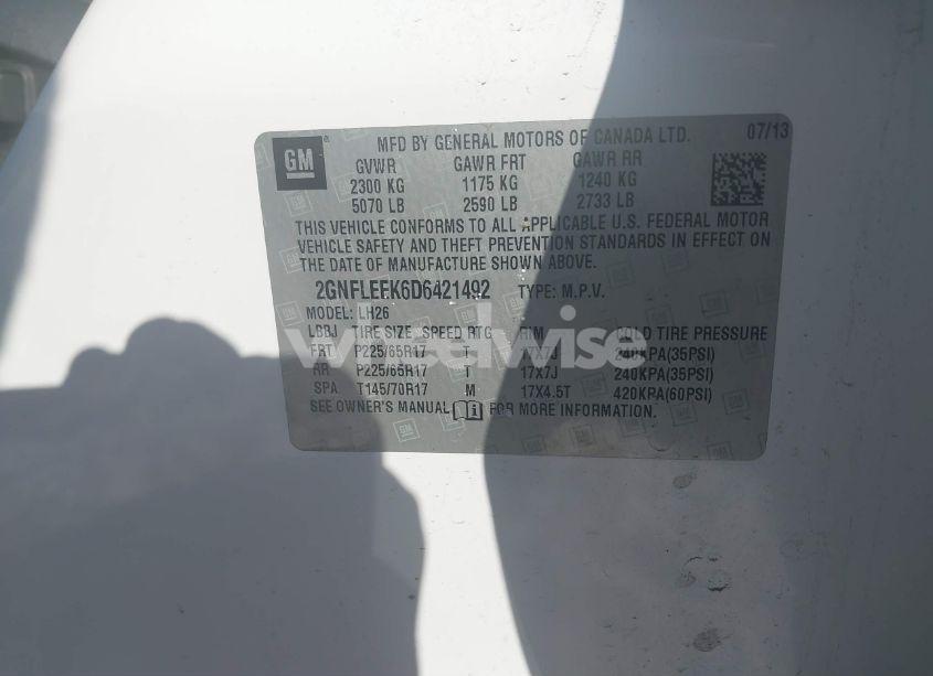 Photo 9 of 2013 Chevrolet Equinox 1LT (VIN 2GNFLEEK6D6421492)