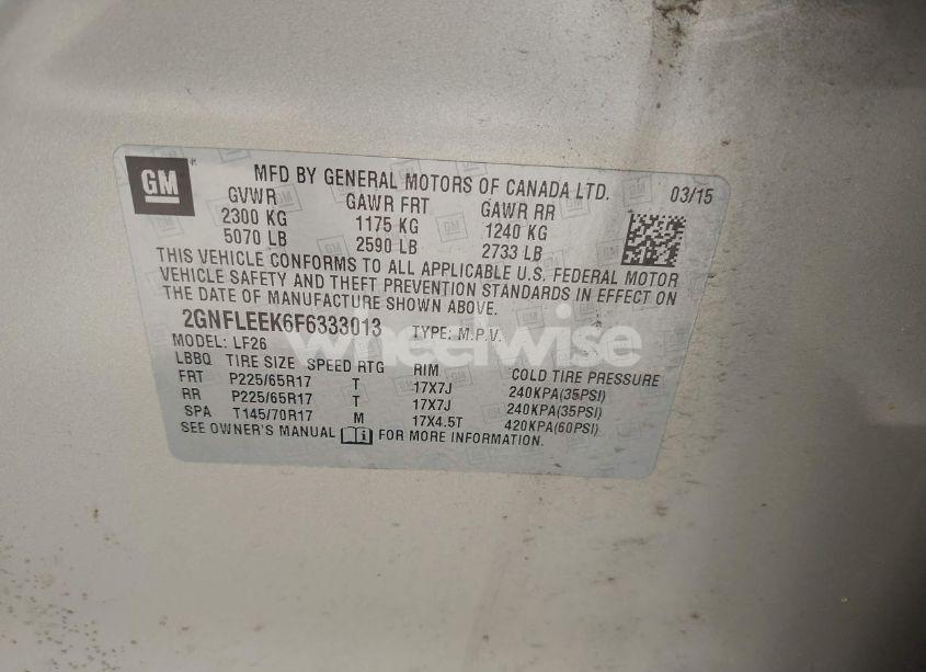 Photo 9 of 2015 Chevrolet Equinox LS (VIN 2GNFLEEK6F6333013)