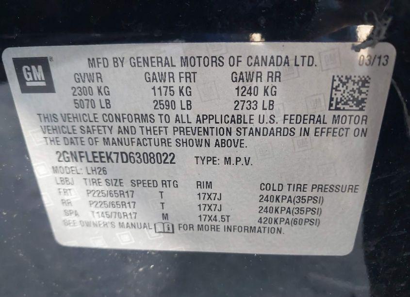 Photo 9 of 2013 Chevrolet Equinox 1LT (VIN 2GNFLEEK7D6308022)