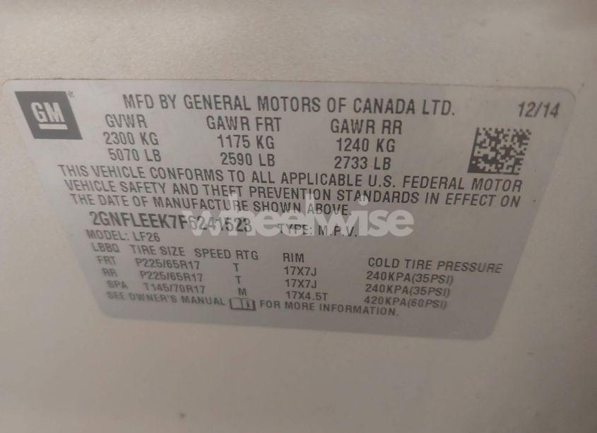 Photo 9 of 2015 Chevrolet Equinox LS (VIN 2GNFLEEK7F6241523)