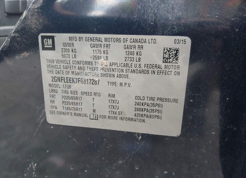 Photo 9 of 2015 Chevrolet Equinox LS (VIN 2GNFLEEK7F6317287)