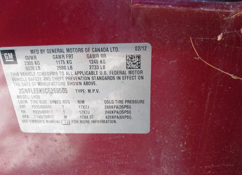 Photo 9 of 2012 Chevrolet Equinox 1LT (VIN 2GNFLEEK8C6269505)