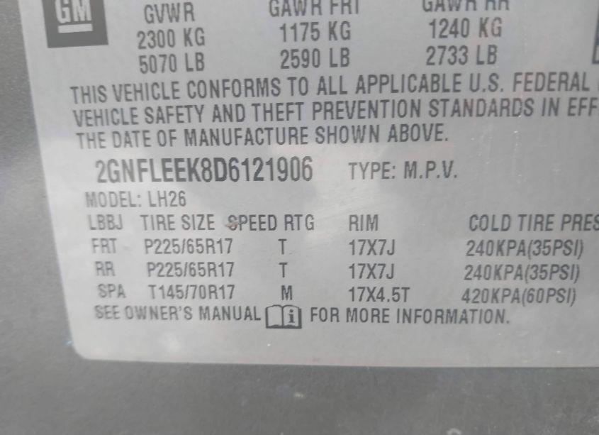 Photo 9 of 2013 Chevrolet Equinox 1LT (VIN 2GNFLEEK8D6121906)