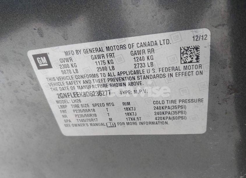 Photo 9 of 2013 Chevrolet Equinox 1LT (VIN 2GNFLEEK8D6236277)