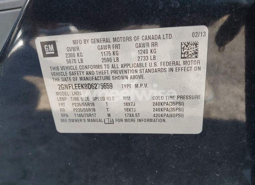 Photo 9 of 2013 Chevrolet Equinox 1LT (VIN 2GNFLEEK8D6275659)