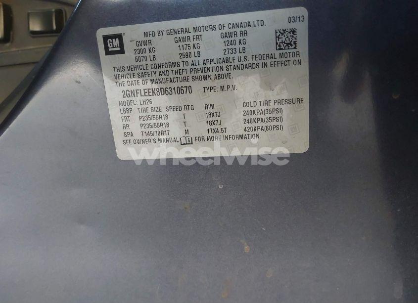 Photo 9 of 2013 Chevrolet Equinox 1LT (VIN 2GNFLEEK8D6310670)