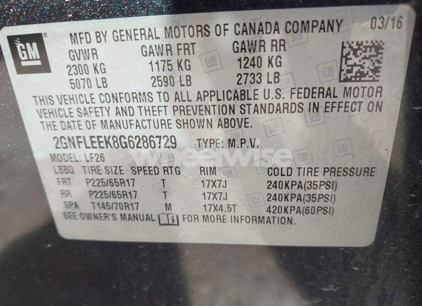 Photo 9 of 2016 Chevrolet Equinox LS (VIN 2GNFLEEK8G6286729)