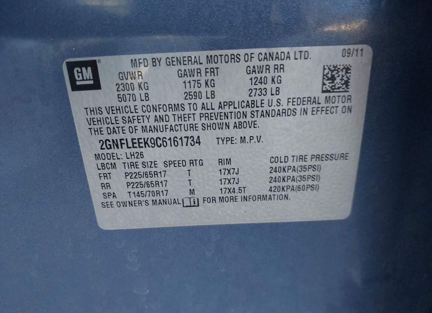 Photo 9 of 2012 Chevrolet Equinox 1LT (VIN 2GNFLEEK9C6161734)