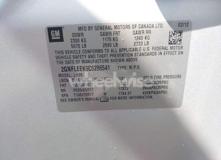 Photo 9 of 2012 Chevrolet Equinox 1LT (VIN 2GNFLEEK9C6286541)