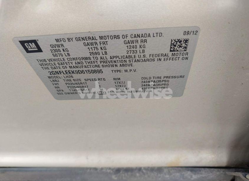 Photo 9 of 2013 Chevrolet Equinox 1LT (VIN 2GNFLEEK9D6150895)