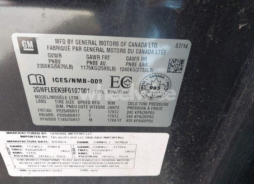 Photo 9 of 2015 Chevrolet Equinox LS (VIN 2GNFLEEK9F6107001)