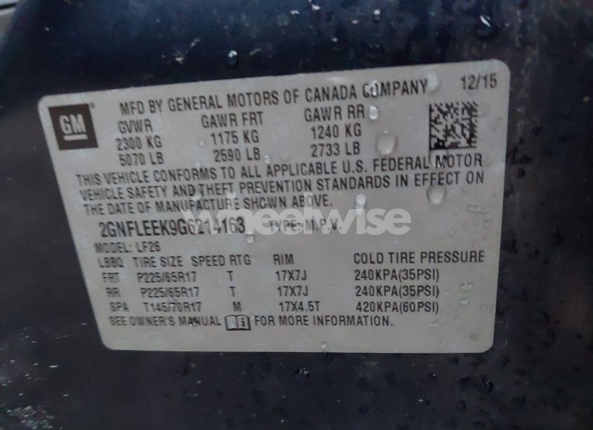 Photo 9 of 2016 Chevrolet Equinox LS (VIN 2GNFLEEK9G6214163)