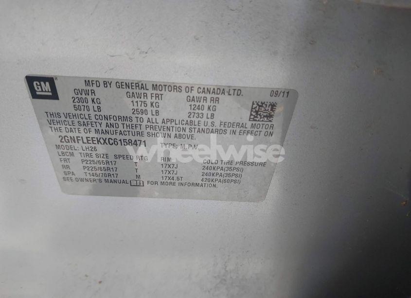 Photo 9 of 2012 Chevrolet Equinox 1LT (VIN 2GNFLEEKXC6158471)