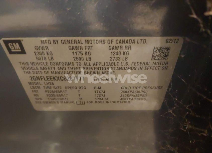 Photo 9 of 2012 Chevrolet Equinox 1LT (VIN 2GNFLEEKXC6287777)