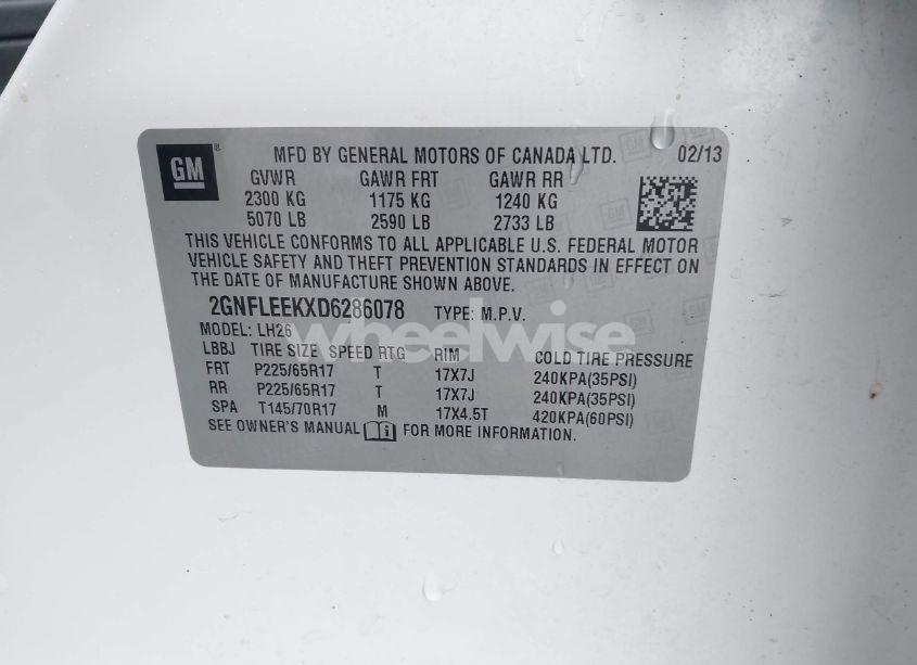 Photo 9 of 2013 Chevrolet Equinox LT (VIN 2GNFLEEKXD1206078)