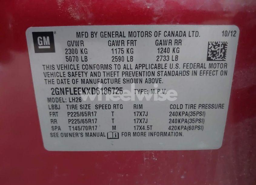 Photo 9 of 2013 Chevrolet Equinox 1LT (VIN 2GNFLEEKXD6186725)