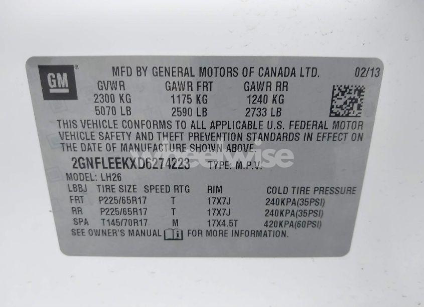 Photo 9 of 2013 Chevrolet Equinox 1LT (VIN 2GNFLEEKXD6274223)