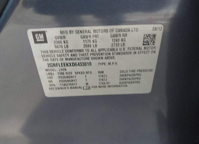 Photo 9 of 2013 Chevrolet Equinox 1LT (VIN 2GNFLEEKXD6433810)