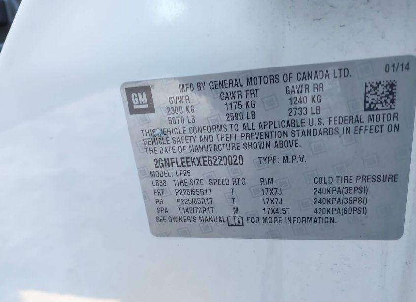 Photo 9 of 2014 Chevrolet Equinox LS (VIN 2GNFLEEKXE6220020)