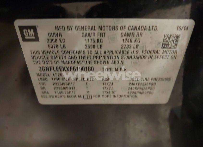 Photo 9 of 2015 Chevrolet Equinox LS (VIN 2GNFLEEKXF6190180)