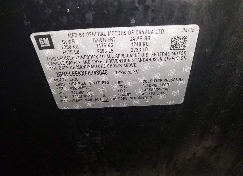 Photo 9 of 2015 Chevrolet Equinox LS (VIN 2GNFLEEKXF6348646)